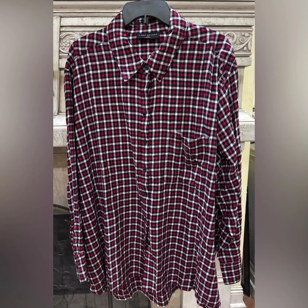NWT Lane Bryant Plaid Cabincore Outsdoor Longsleeve Shirt Size 26/28